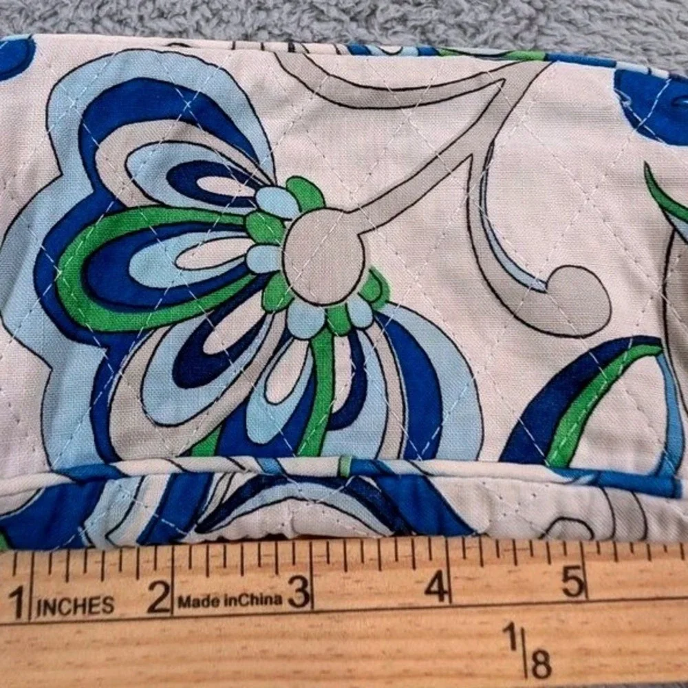 Vera Bradley Mediterranean White Quilted Cotton Zip Wristlet - Made in USA